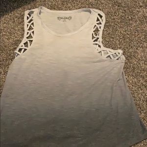 A white and grey tank top.